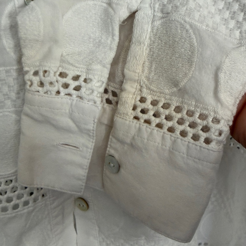 Foxcroft White Circle Pattern Blouse - image 5